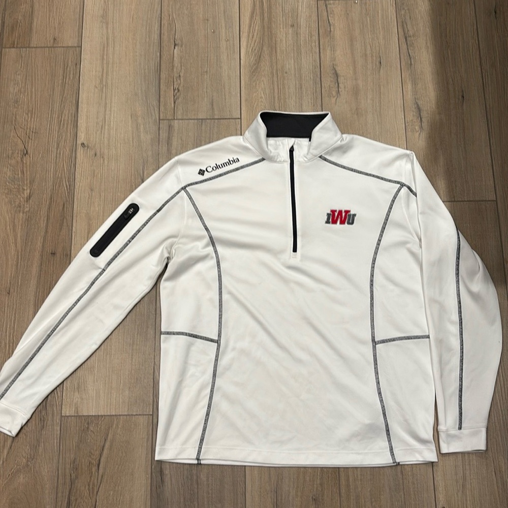 Indiana Wesleyan University Columbia White Quarter-Zip Men's Jacket